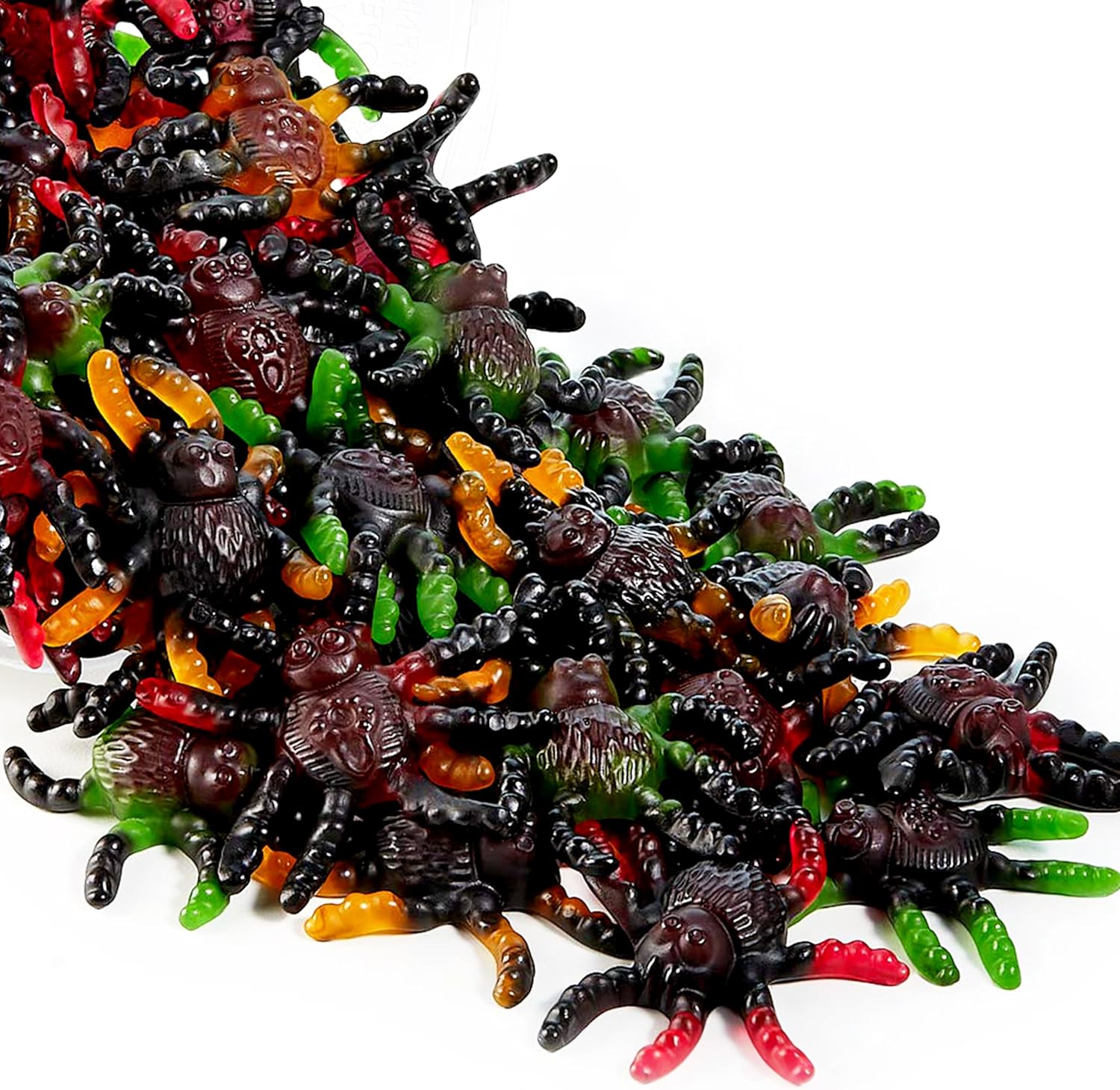Trolli Tarantula Lot de 2 araignées en caoutchouc de 150 g chacune, avec autocollants fantômes, sans lactose et sans gluten, bonbons aux fruits Tarantula dans différentes saveurs, convient pour les