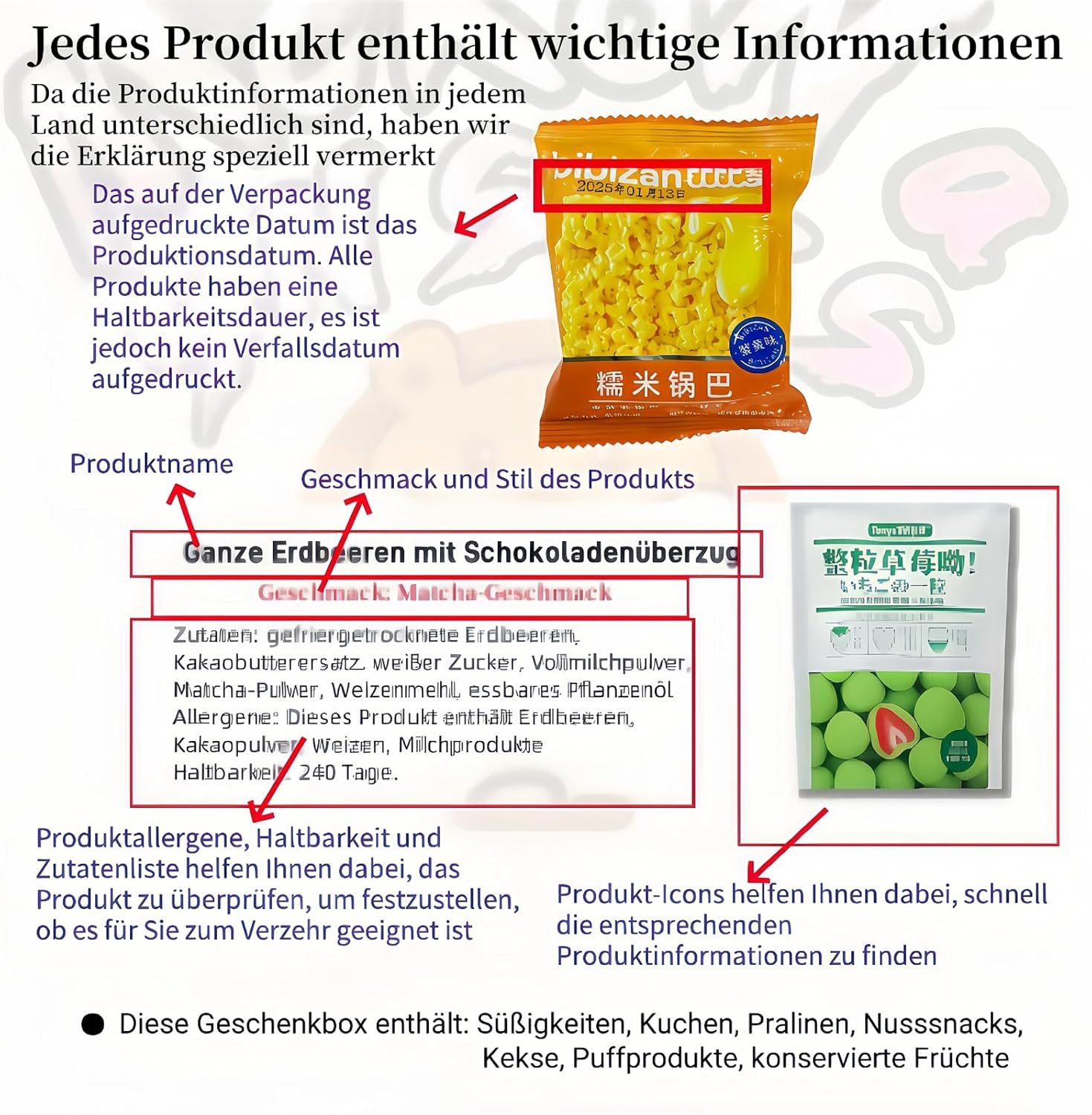 McKona-Coffret Cadeau XXL De 25 Snacks Et Bonbons Chinois - Sélection De Biscuits, Chocolats Et Sucreries - Inclus Guide Culturel - Voyage Gourmand Autour Du Monde - Idée Cadeau Originale