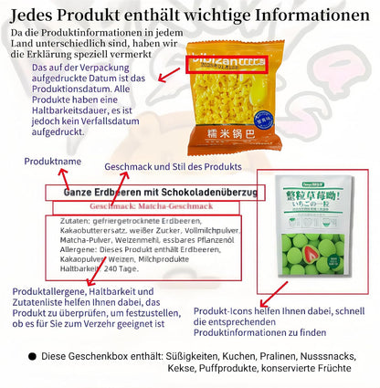 McKona-Coffret Cadeau XXL De 25 Snacks Et Bonbons Chinois - Sélection De Biscuits, Chocolats Et Sucreries - Inclus Guide Culturel - Voyage Gourmand Autour Du Monde - Idée Cadeau Originale