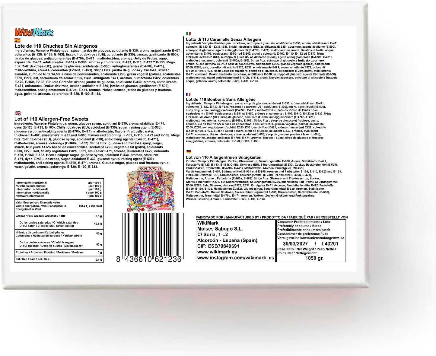 Mega Box 110 friandises remplies de pinata sans allergène, friandises et bonbons – Parfait pour les anniversaires, fêtes, Noël, Halloween. Sans gluten et sans lait. Comprend des langues de fraise.