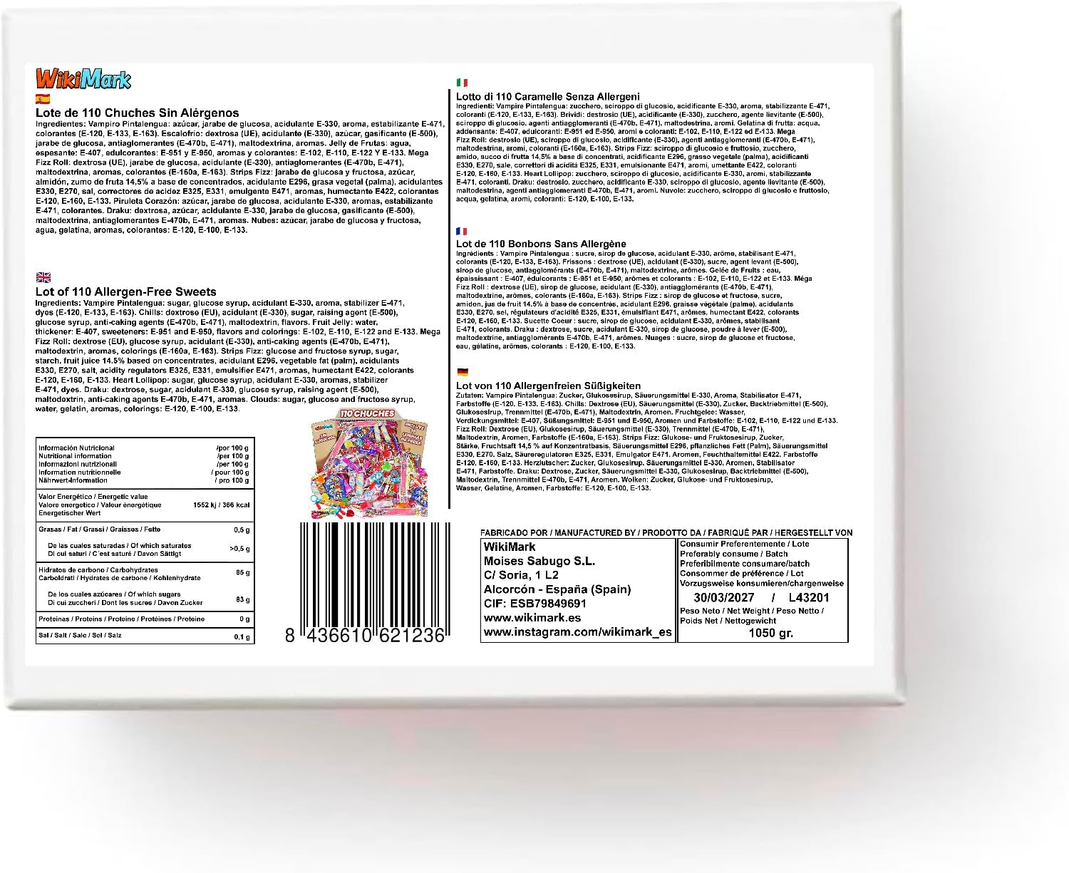 Mega Box 110 friandises remplies de pinata sans allergène, friandises et bonbons – Parfait pour les anniversaires, fêtes, Noël, Halloween. Sans gluten et sans lait. Comprend des langues de fraise.