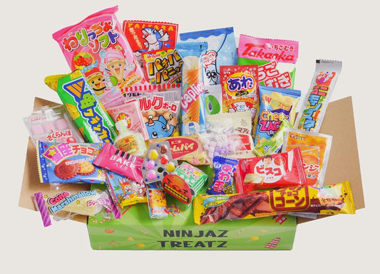 NINJAZ TREATZ 30 bonbons japonais Snacks Box Japonais Dagashi (boîte en carton)