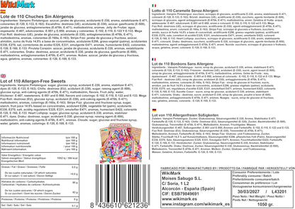 Mega Box 110 friandises remplies de pinata sans allergène, friandises et bonbons – Parfait pour les anniversaires, fêtes, Noël, Halloween. Sans gluten et sans lait. Comprend des langues de fraise.