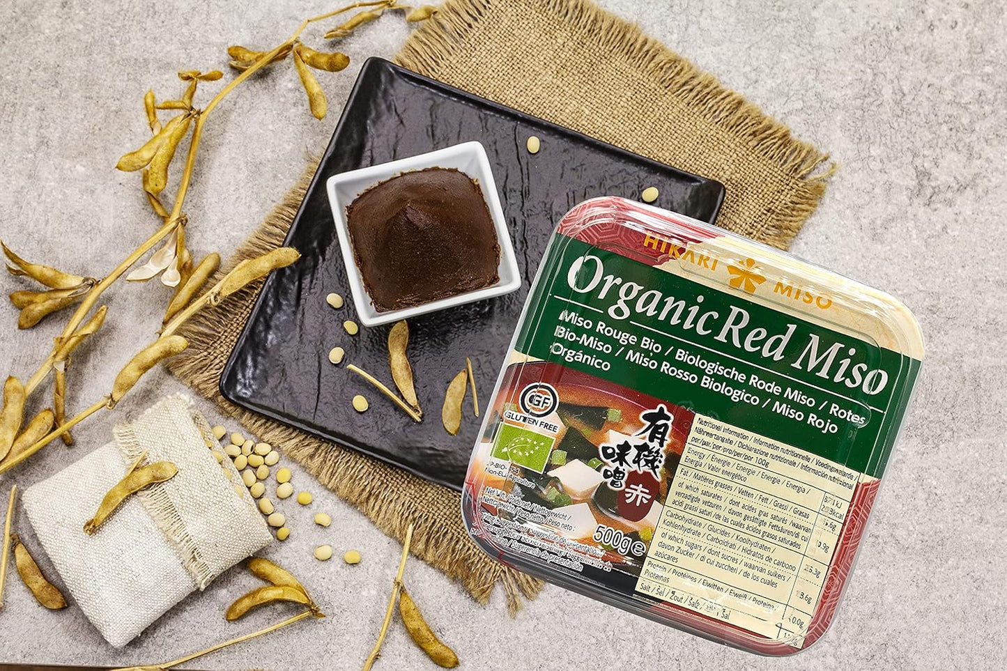 Hikari Miso Organic Red Miso, Pâte de soja bio rouge du Japon, 500g