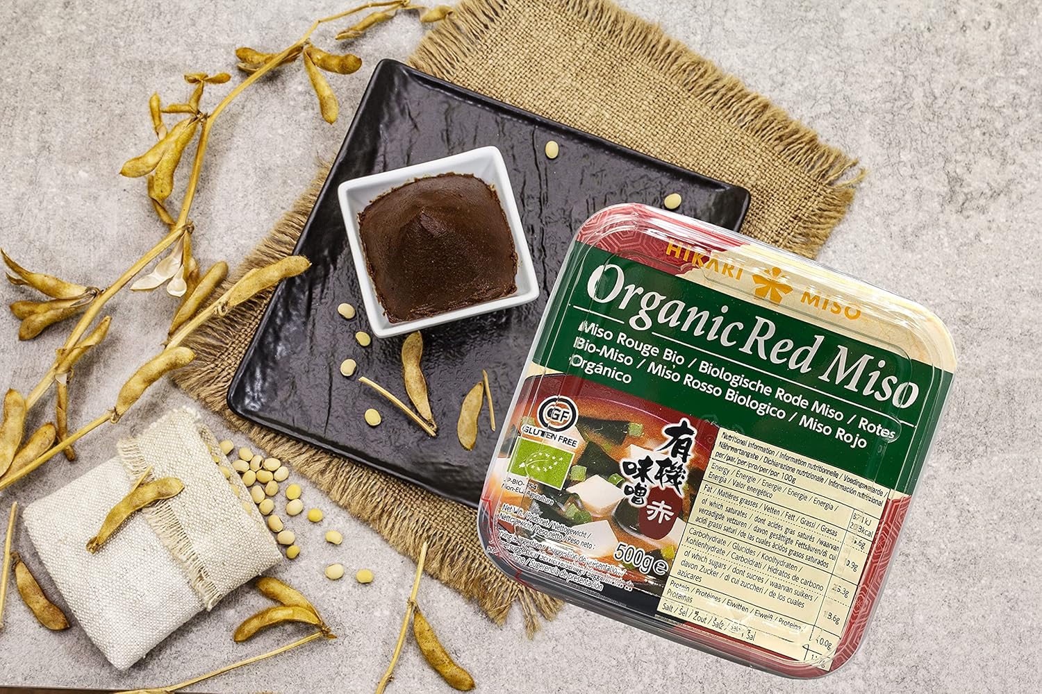 Hikari Miso Organic Red Miso, Pâte de soja bio rouge du Japon, 500g
