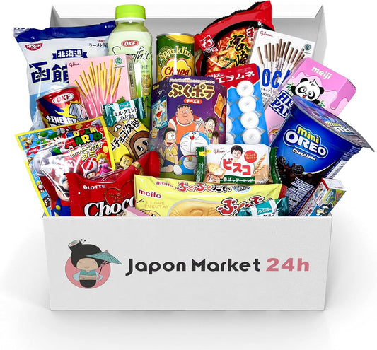 JAPON MARKET - JapanBox Premium: Dagashi - Box Bonbon Japonais - Coffret Japon Avec 20 U. Bonbon Japonais, Snack, Ramen, Chocolat, Biscuits ShinChan Et Boisson - Pack Idéal Cadeau Japonais Original