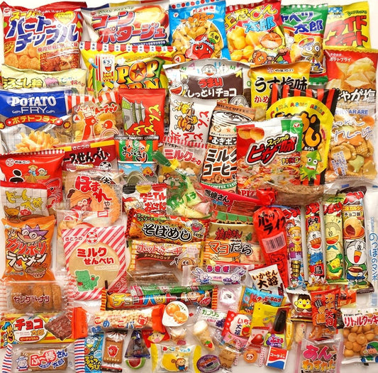 Japonais Dagashi Assortiment Snacks Bonbons Bonbons (Une boîte pleine de Dagashi) 85 packs